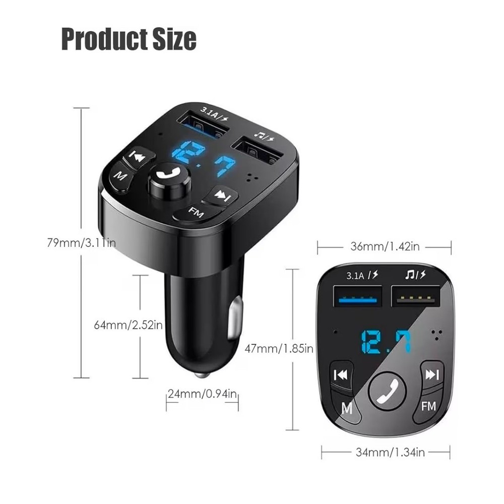 FM Bluetooth Transmitter for Car, Wireless, Car Kit MP3 Player