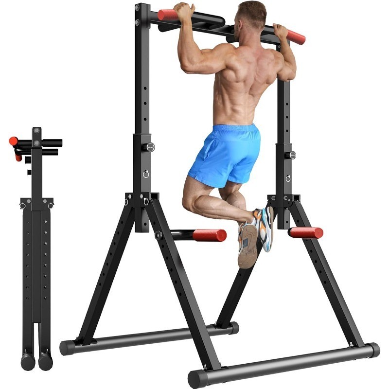 Power Tower Pull Up Dip Station Foldable Pull Up Bar Station Adjustable