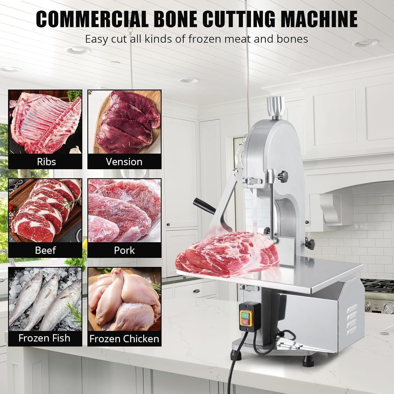 1500W Commercial Bone Cutting Machine Frozen Meat Cutter Saw Electric Bandsaw