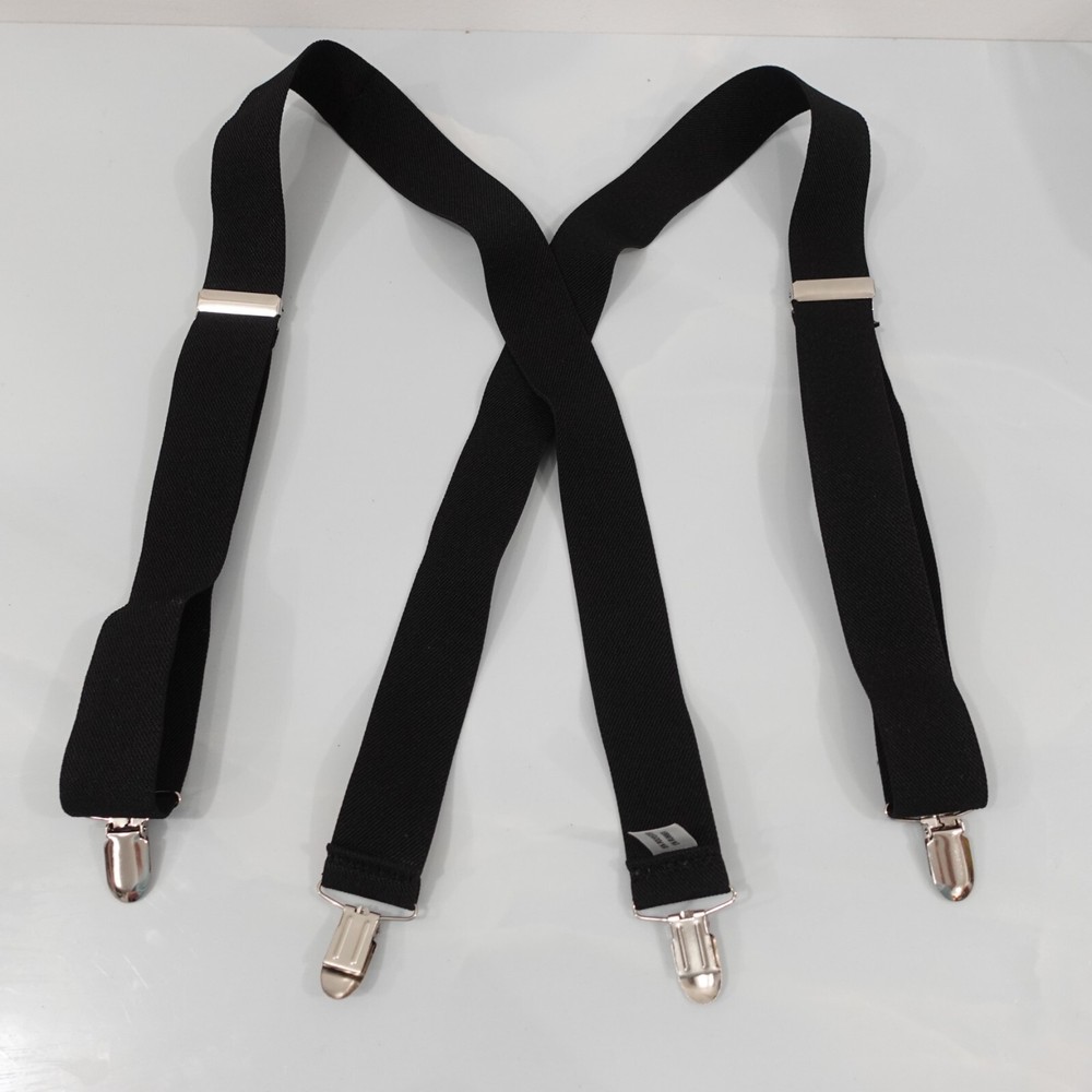 Suspender Junior Teens Black Clip On X Back Formal Adjustable Strap Stretch