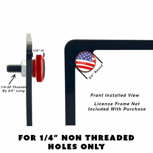 4 RED MOTORCYCLE KNURLED PLATE FRAME TAG HARDWARE | GHOST USA FLAG SPLIT SKULL
