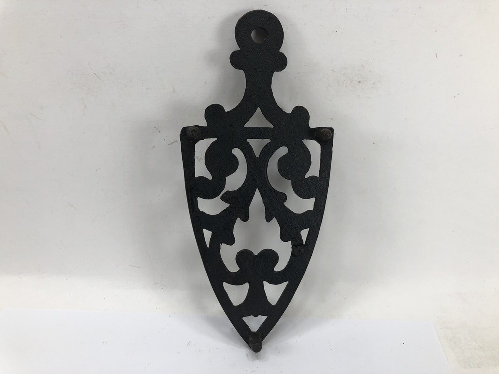 Black Cast Iron Trivet Scrollwork Spadel Design Metal Kitchen Decor appx 8"