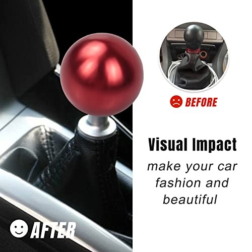 Universal Round Ball Gear Shift Knob,Chrome Finish Aluminum Shifter Knobs Red