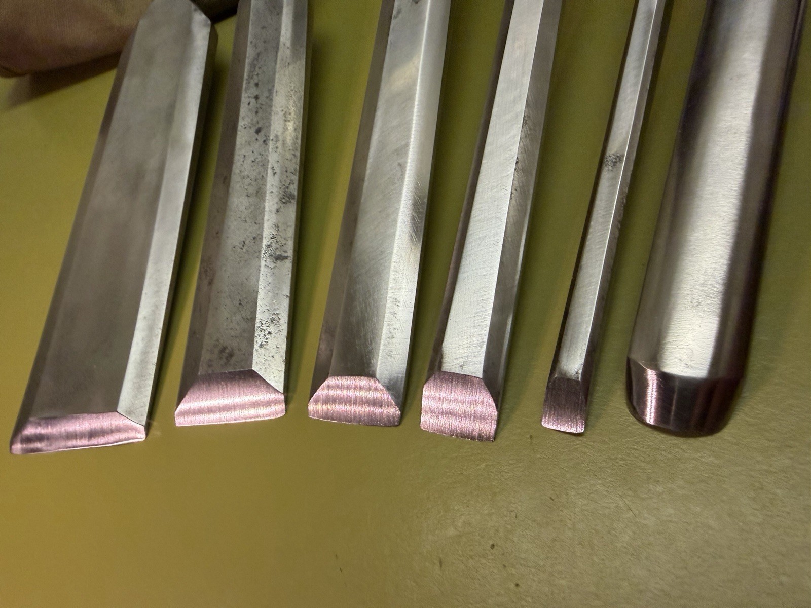 SUPERB 6-pc Set PEXTO vtg Socket Chisels w/MATCHING Handles & CANVAS TOOL ROLLUP