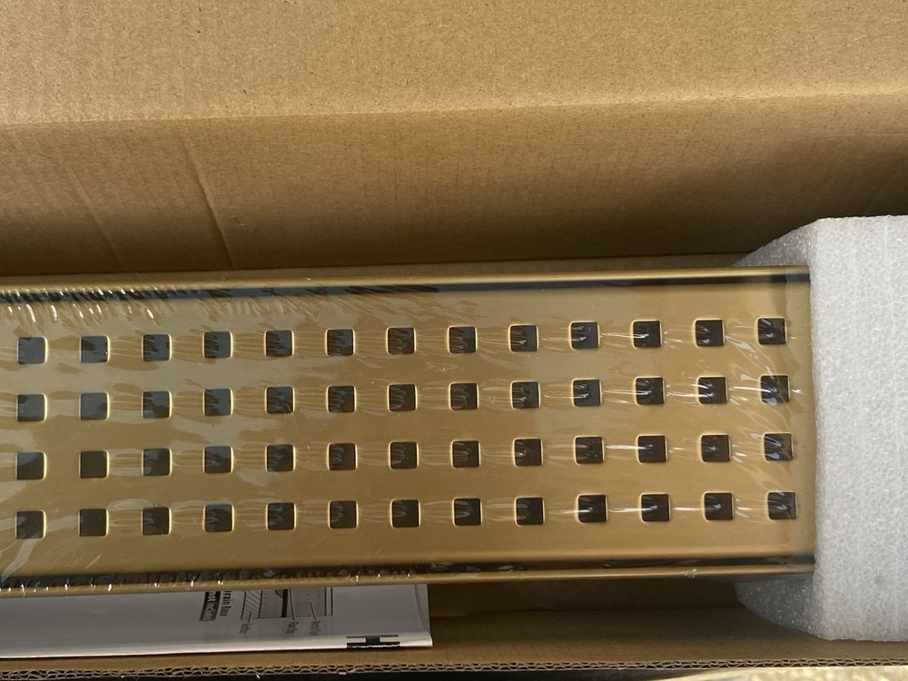 HTOH 24 Inch Linear Shower Drain Rectangular Floor Drain Brushed Gold