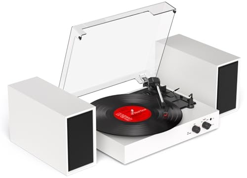 Record Player with External Speakers – Vintage Bluetooth Turntables for Beige