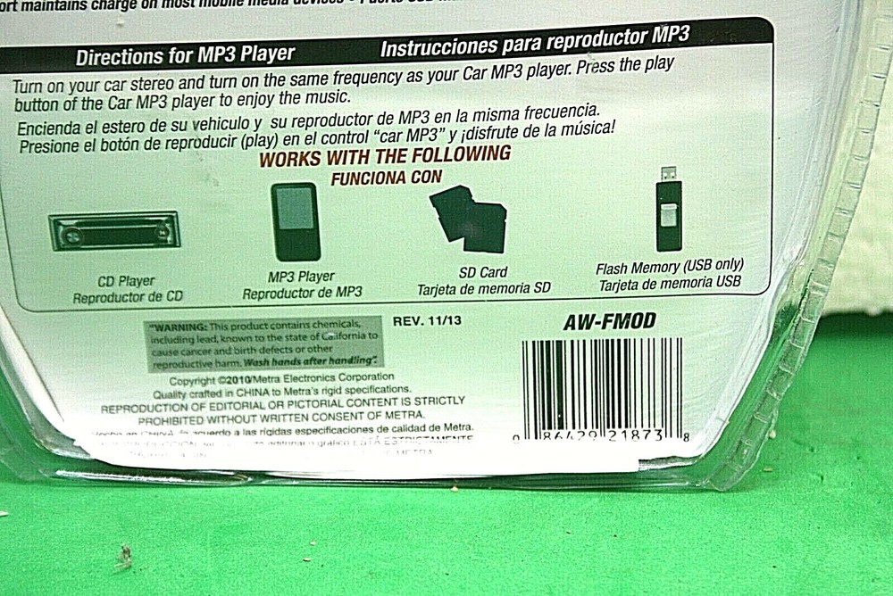 Raptor Wireless FM Modulator MP3 SD Card USB Player AW-FMOD *