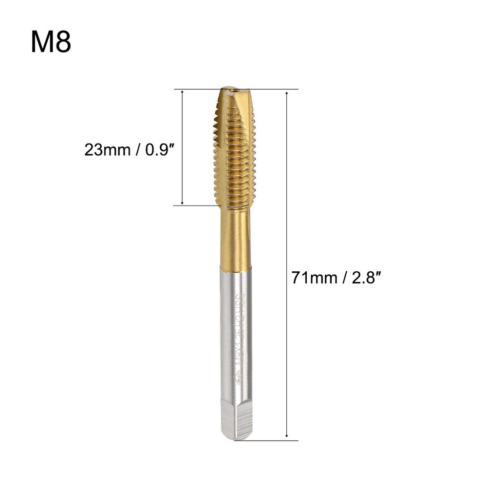 HSS Spiral Point Plug Threading Tap M8 Thread Ground Threads H2 3 Flutes