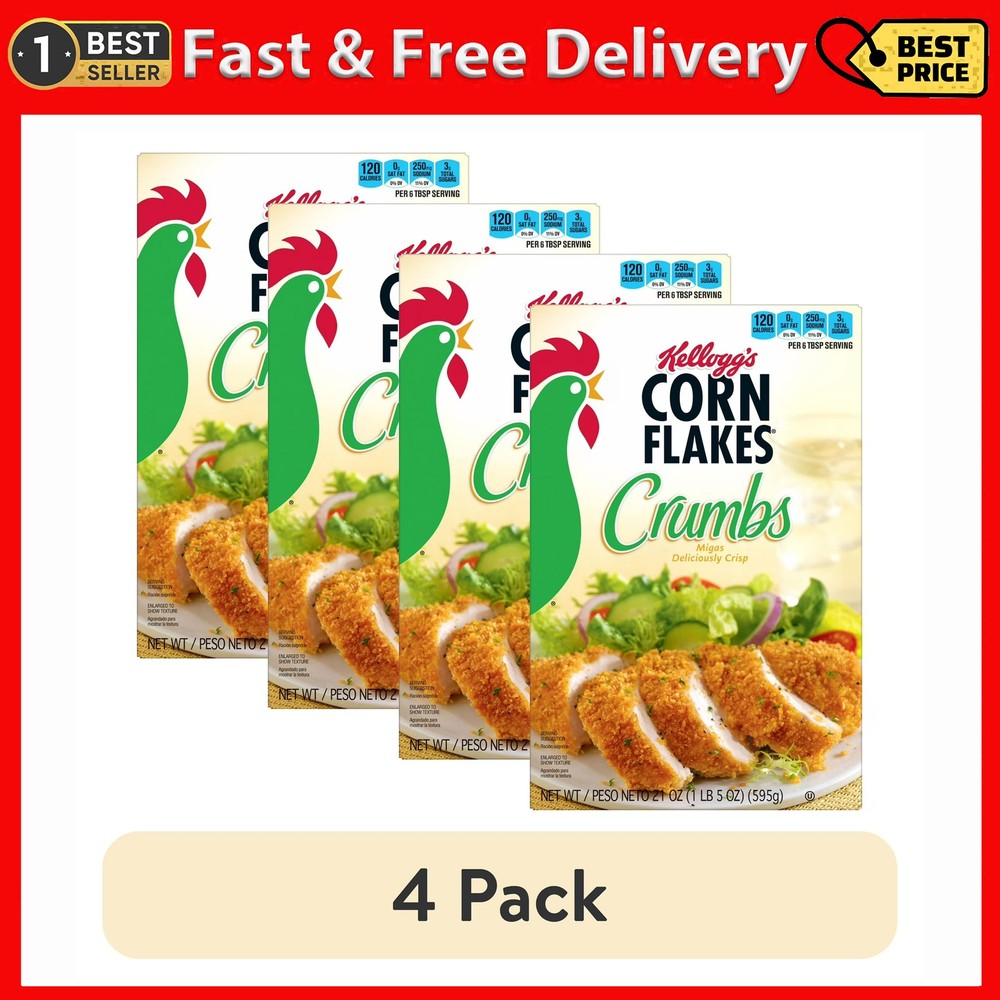 (4 pack) Kellogg's Corn Flakes Original Crumbs, 21 oz