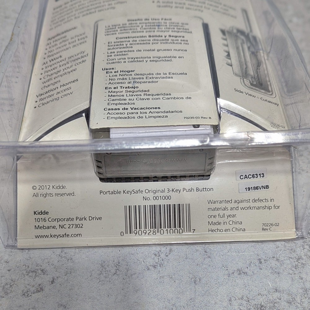 Kidde 001858 AccessPoint Security Portable Pushbutton Keysafe, Holds 3 Keys New