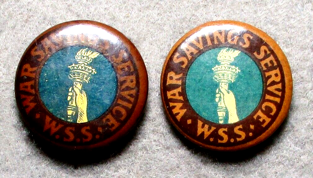 Two Original World War One - W.S.S. (War Saving Service) Pins-WWI