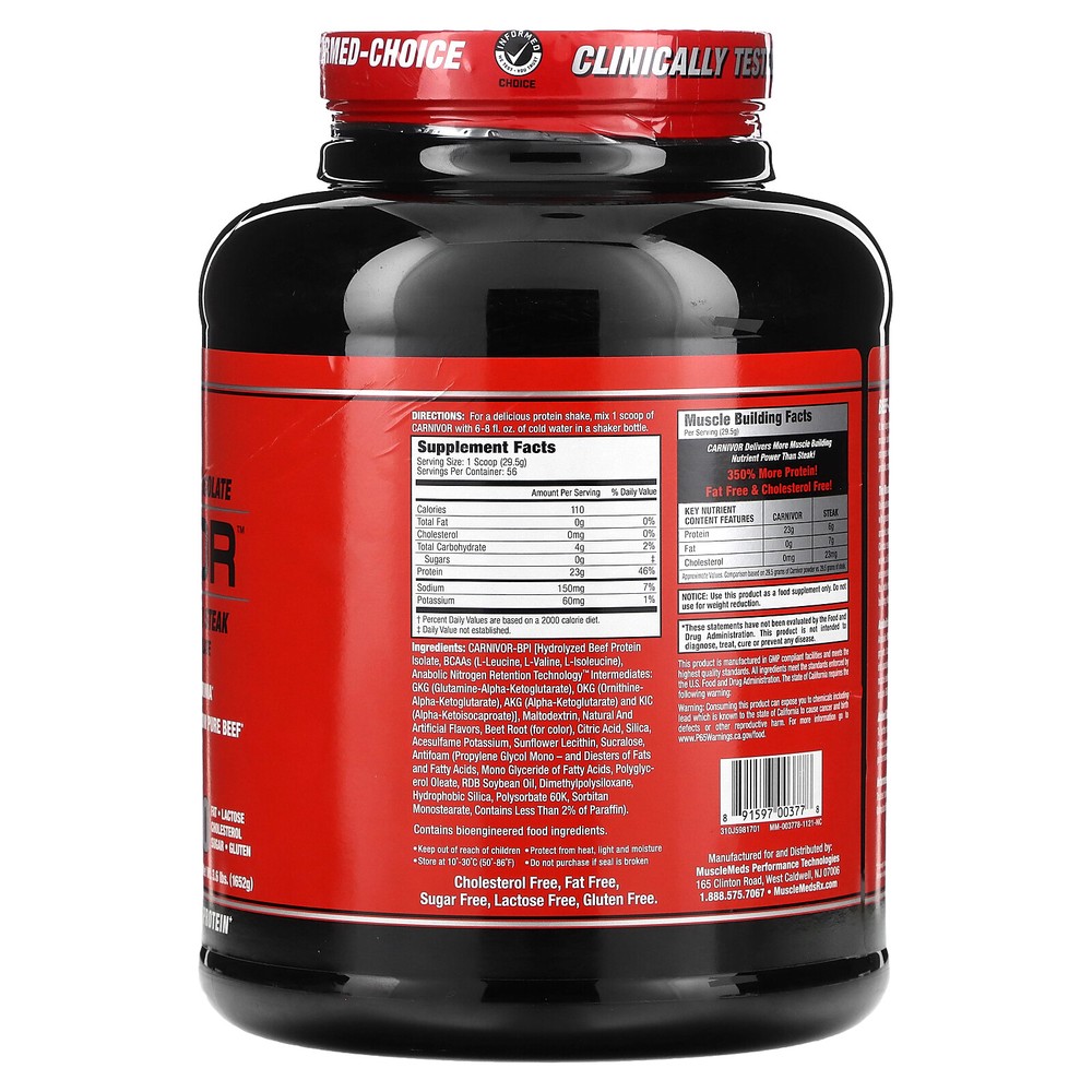 Carnivor, Bioengineered Beef Protein Isolate, Strawberry, 3.6 lbs (1,652 g)