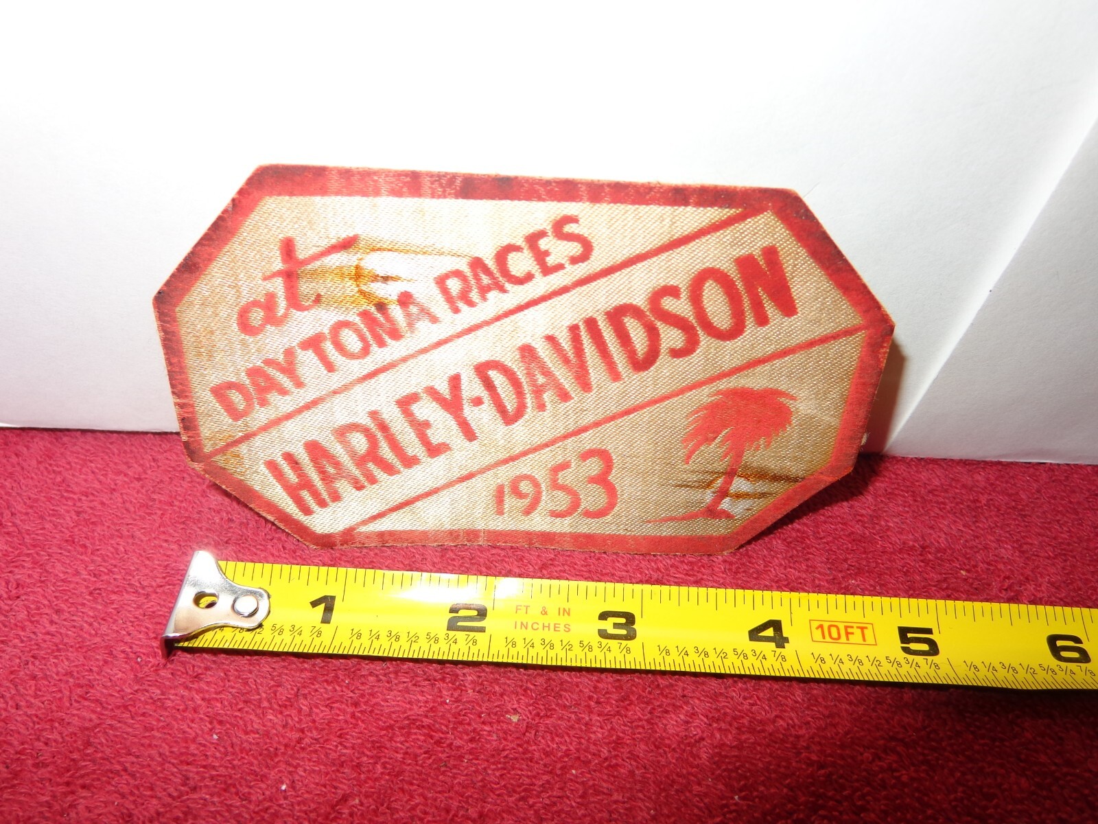 ANTIQUE 4 1/2 x 2 1/2 in HARLEY DAVIDSON MOTORCYCLES PATCH DAYTONA RACES #Z 229
