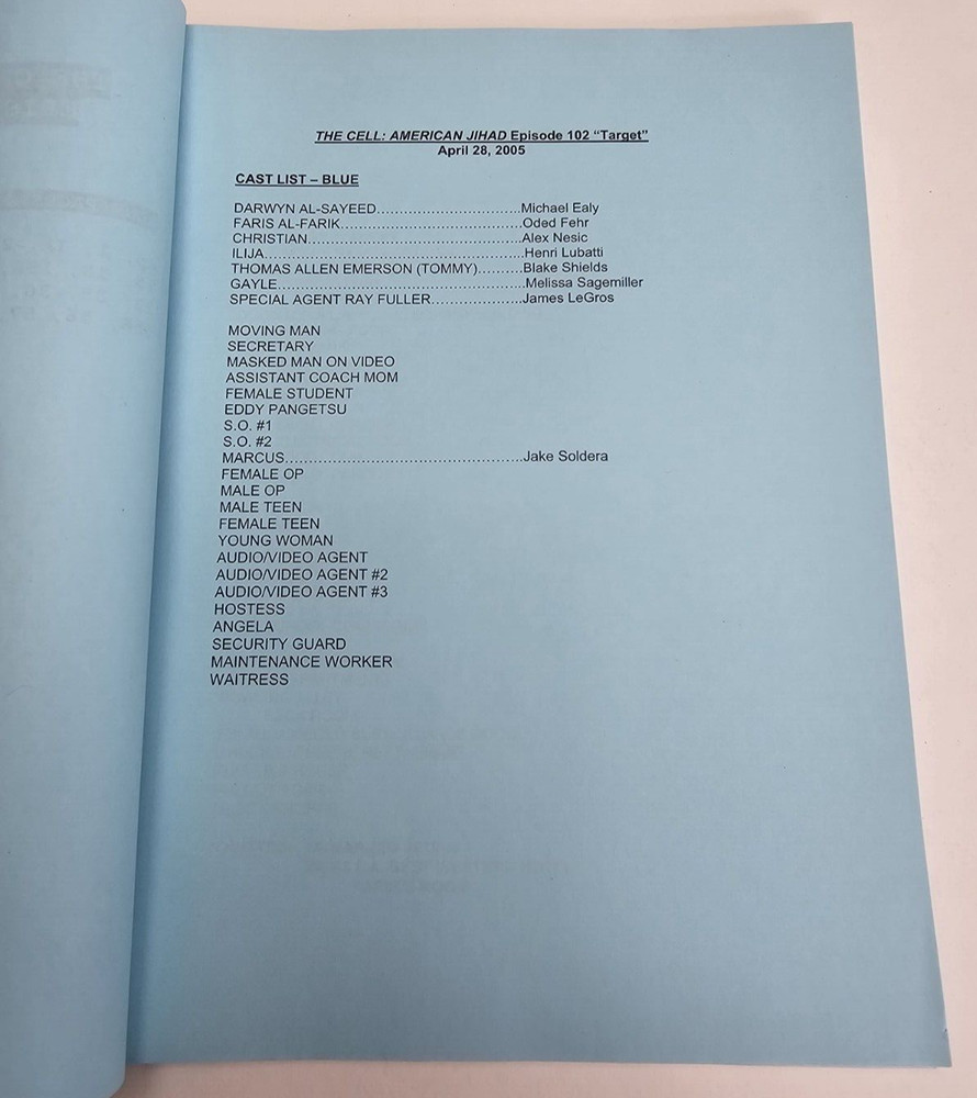 SLEEPER CELL / Ethan Reiff 2005 TV Script, Michael Ealy & Oded Fehr "Target"