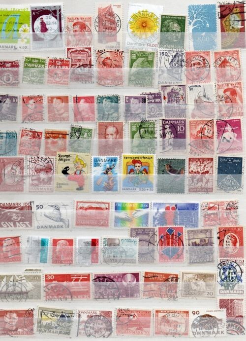 Denmark:  Assorted 77 Canceled Postage sTamps  (13-286)