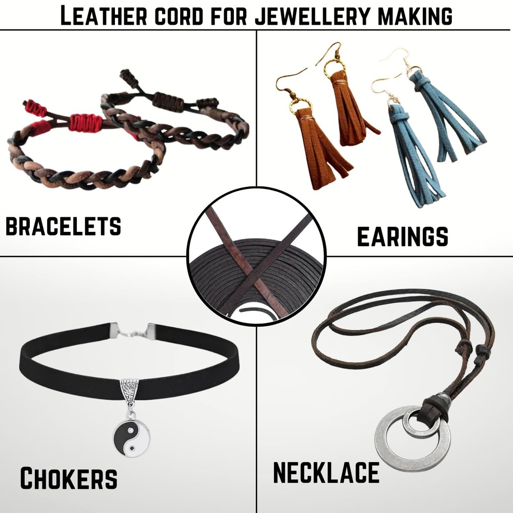 Flat Genuine Leather Cord String Full Grain 3 MM, Dark Brown Distressed