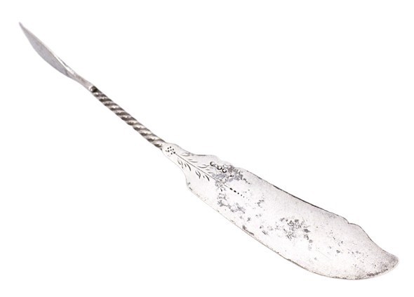 Antique Bunnell Coin Silver Master Butter Knife Twist Handle