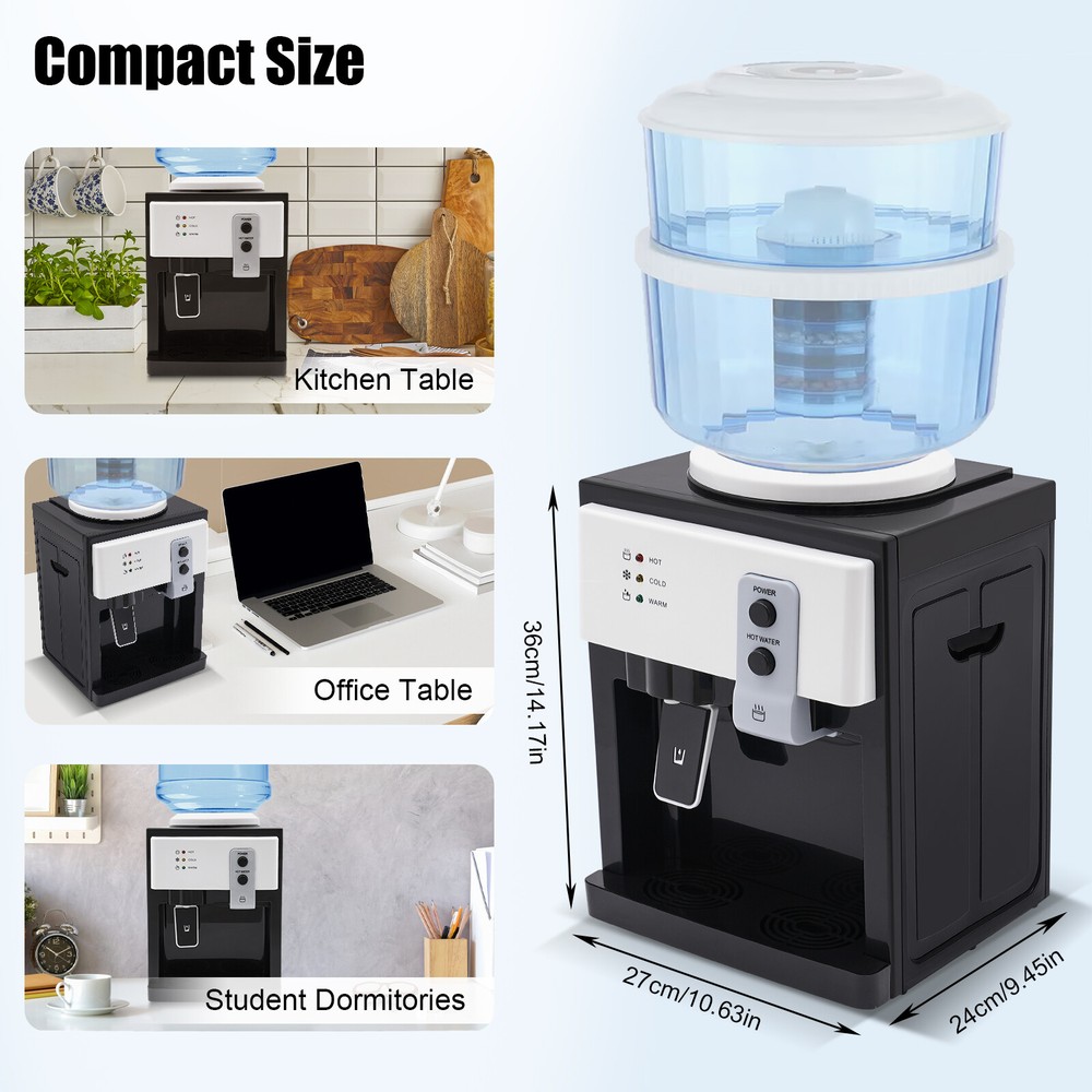 Top Loading Hot Cold Water Cooler Dispenser Countertop Drinking Machine 5 Gallon