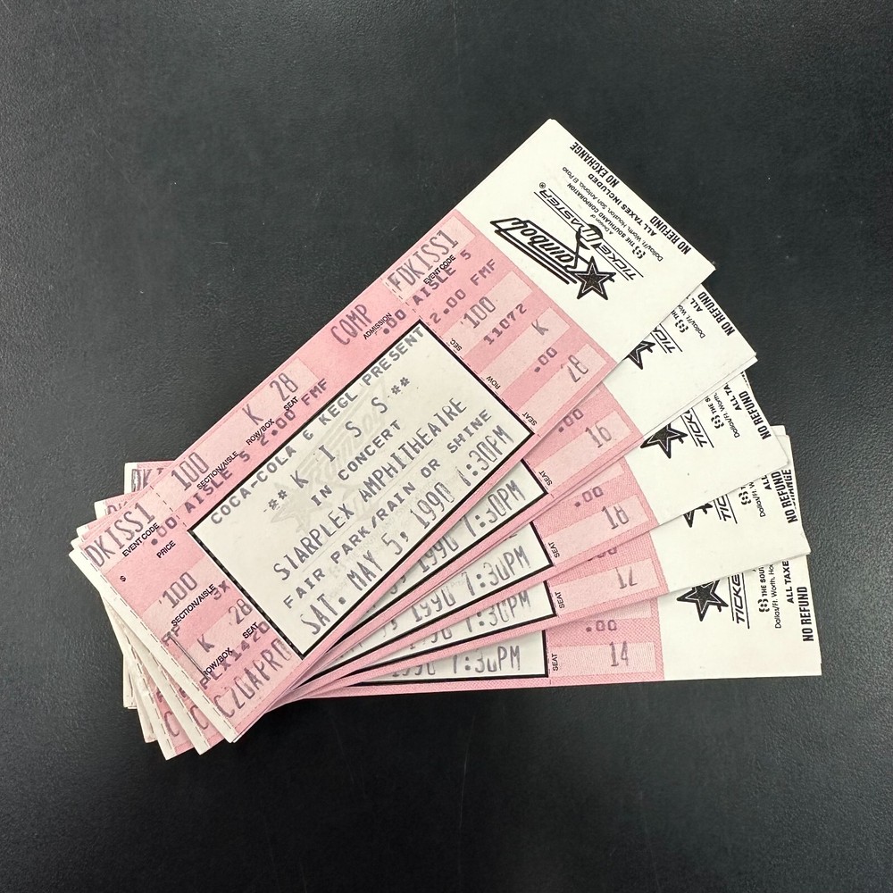 Vintage KISS Concert Tickets - Starplex Amphitheatre - Dallas, TX (1990)
