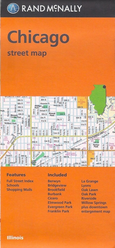 Chicago, Illinois, Folded Street Map, by Rand McNally