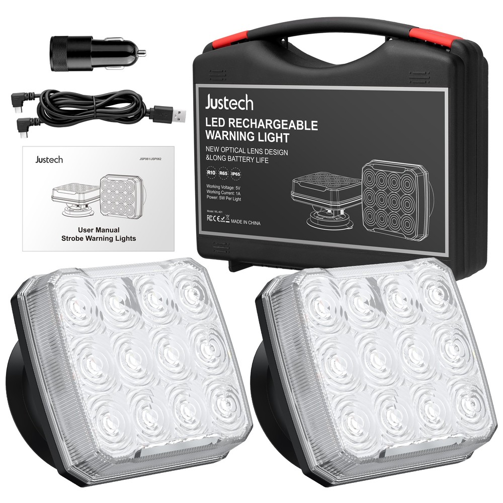 2X Wireless Warning Strobe Beacon Light Rechargeable Emergency Flashing Hazard