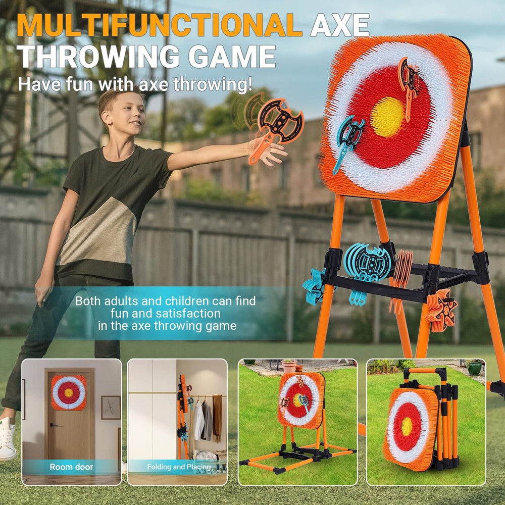 Axe Throwing Game Bristle Target with 16 Throwing Axes, Axe Throwing Outdoor ...