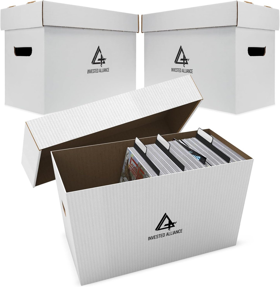 Short Comic Book Storage Box 3 Pack - White, Holds 150-175 Comics