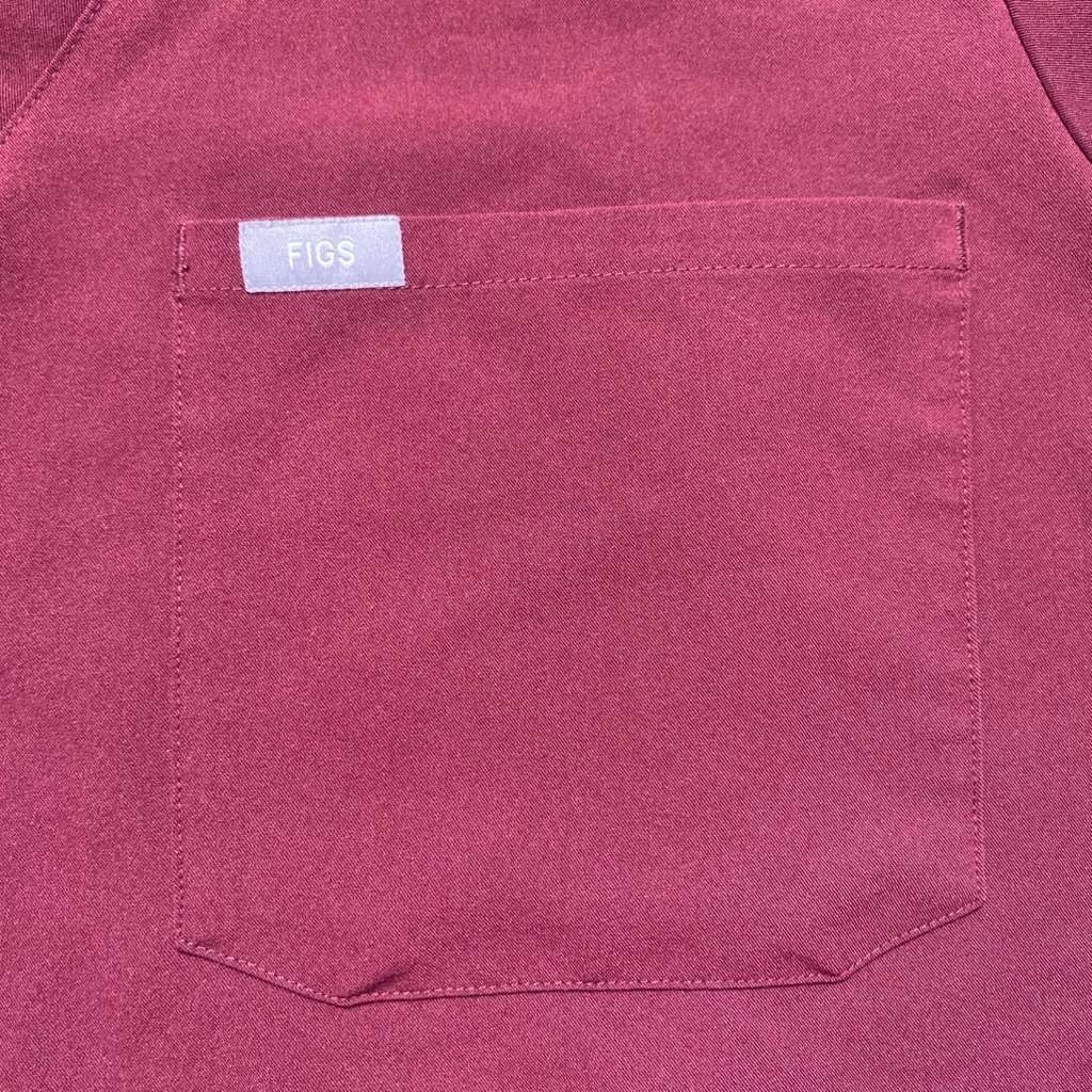 Figs Womens Catarina One Pocket Scrub Top Burgundy Size XL Medical Nurse