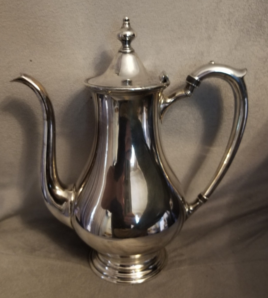 Poole Silver plate Pedestal Base Coffee Pot CS15 P Hinged Lid VTG USA