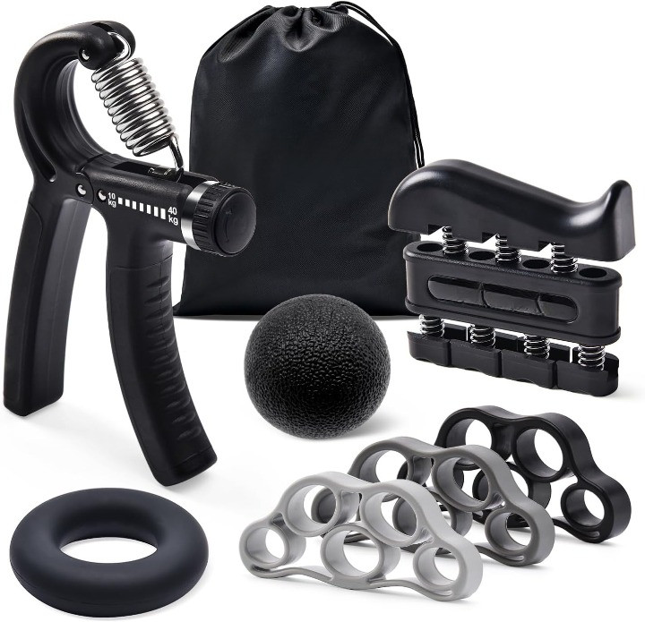 Grip Strength Trainer Kit 7PCS Adjustable Hand Gripper Finger Exerciser Set