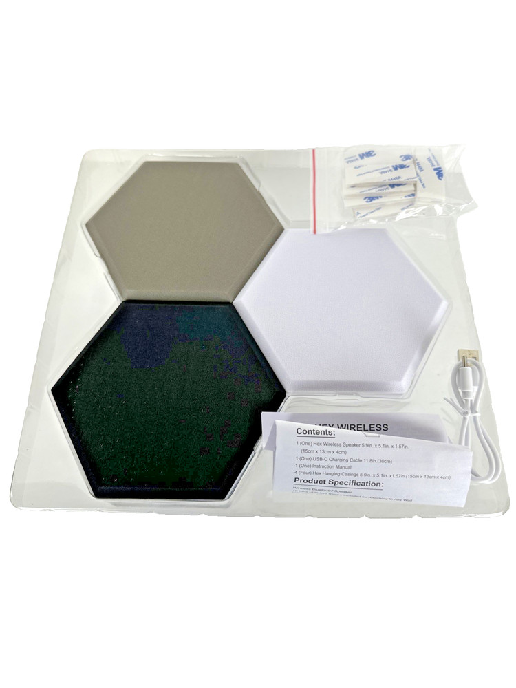 Hex Wireless Wall Speakers Bluetooth Compatible Hexagon New Open Box