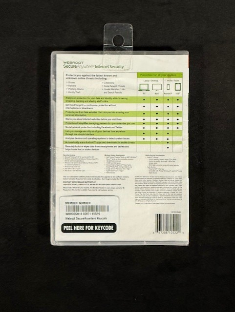 Webroot Software SecureAnywhere Internet Security 2013 for PC, Mac New Sealed