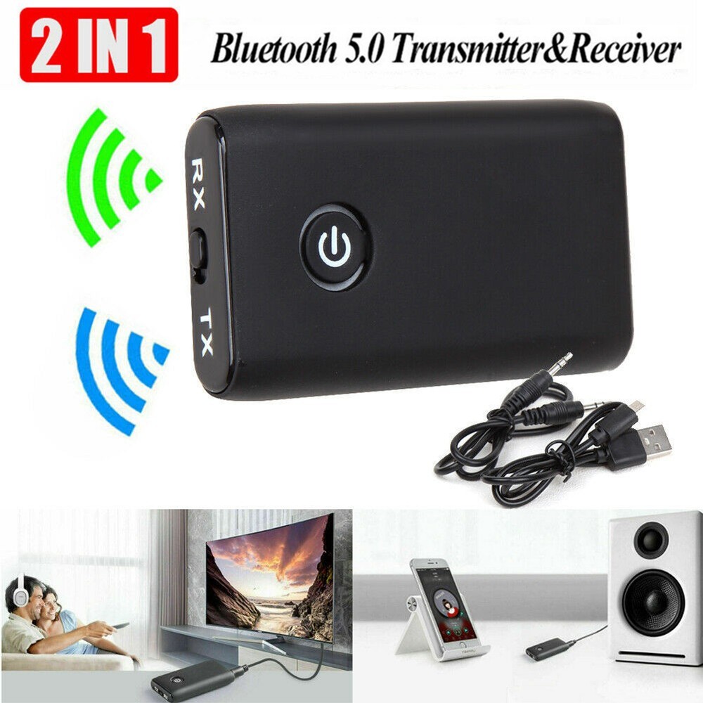 Bluetooth 5.0 Transmitter Receiver 2 IN 1 Wireless Audio 3.5mm Jack Aux Adapter