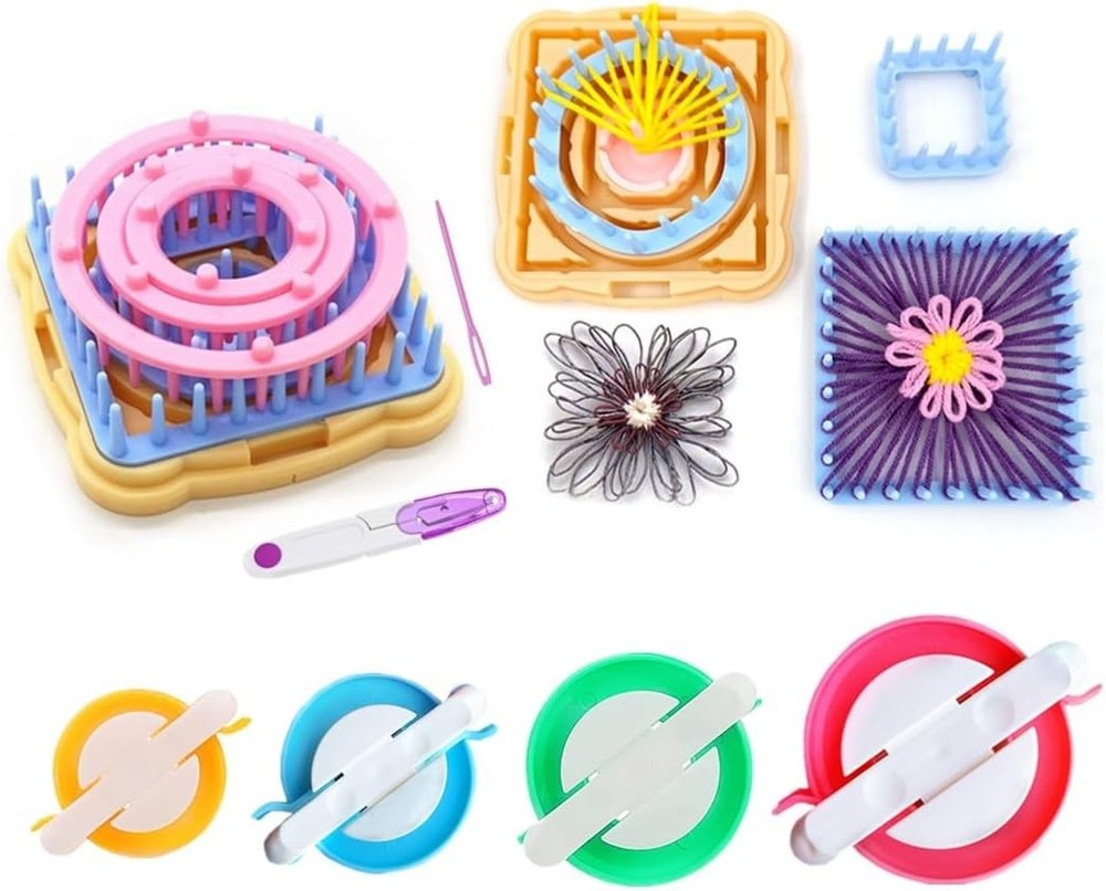 Ayasee Weaving Loom Kit, Flower Knitting Maker + Pom Maker, Multicolor