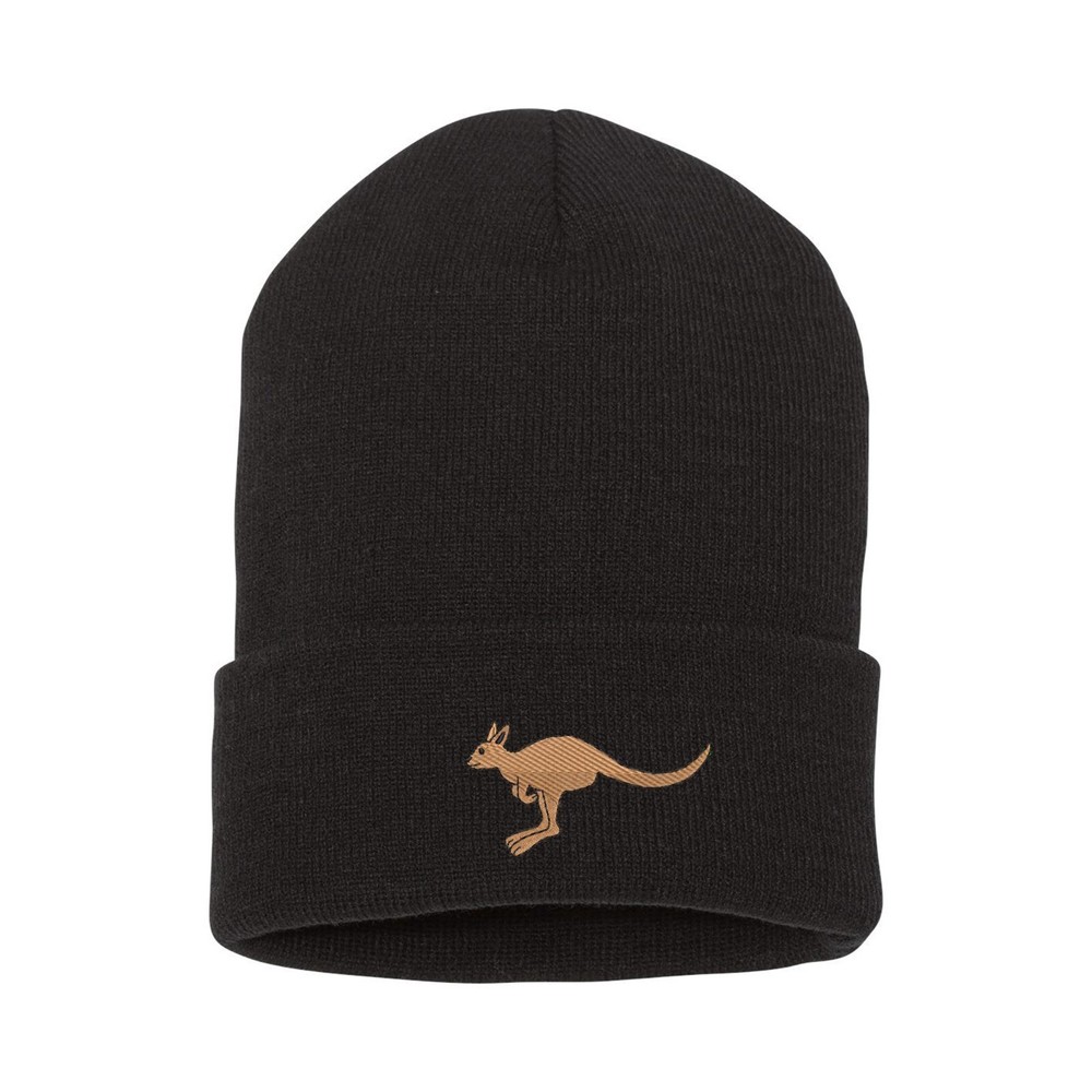 Wildlife Kangaroo embroidered beanie hat, custom beanie hat