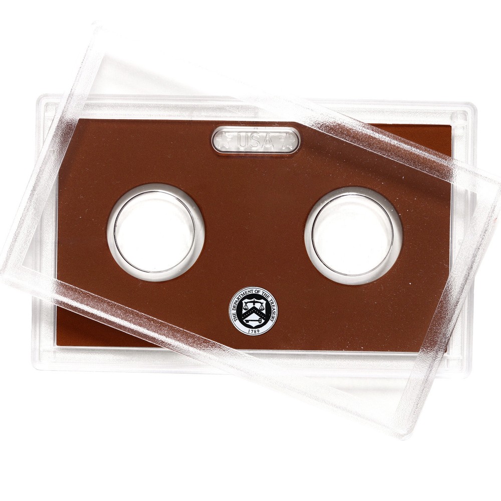 Empty Plastic Lens With Brown Insert Holds 2 Coins
