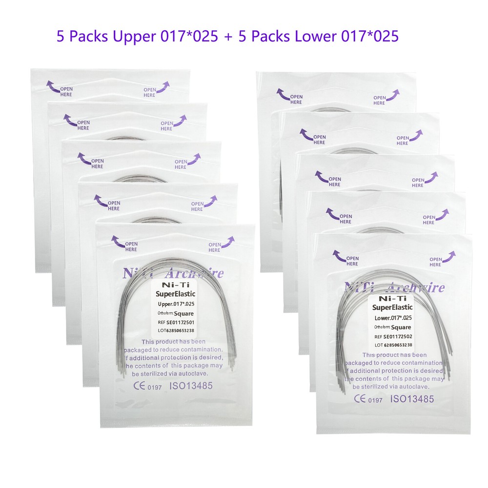 100PCS Dental Orthodontic Niti Arch Wire Rectangular Round Natural Upper Lower