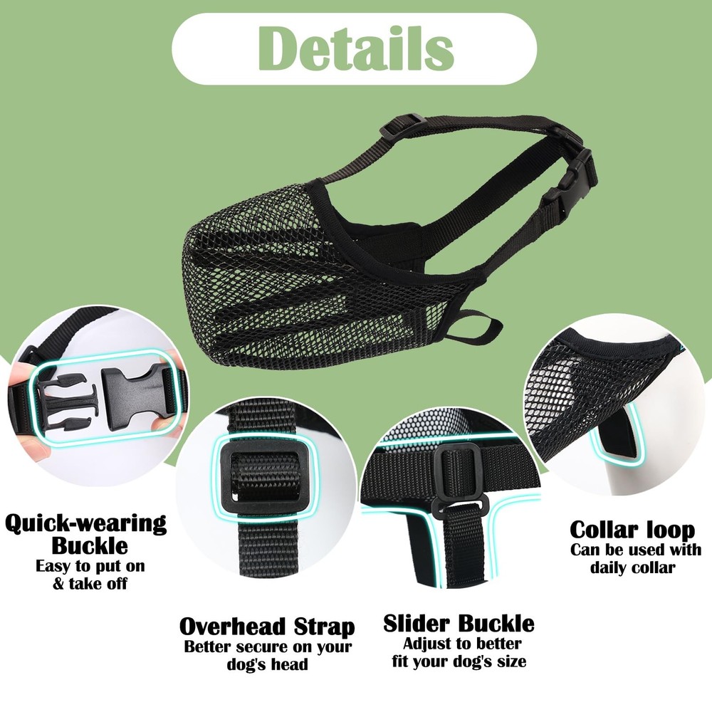 Mayerzon Dog Muzzle, Soft Mesh Muzzle for L [Snout Cir: 11"-12¼"], Black