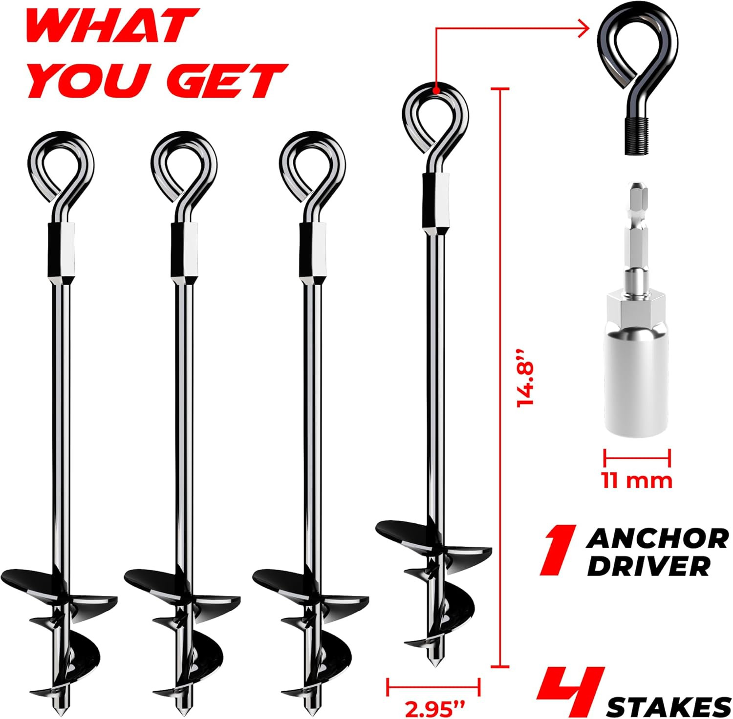 15-Inch Ground Anchors Screw-In Earth Stakes for High Winds