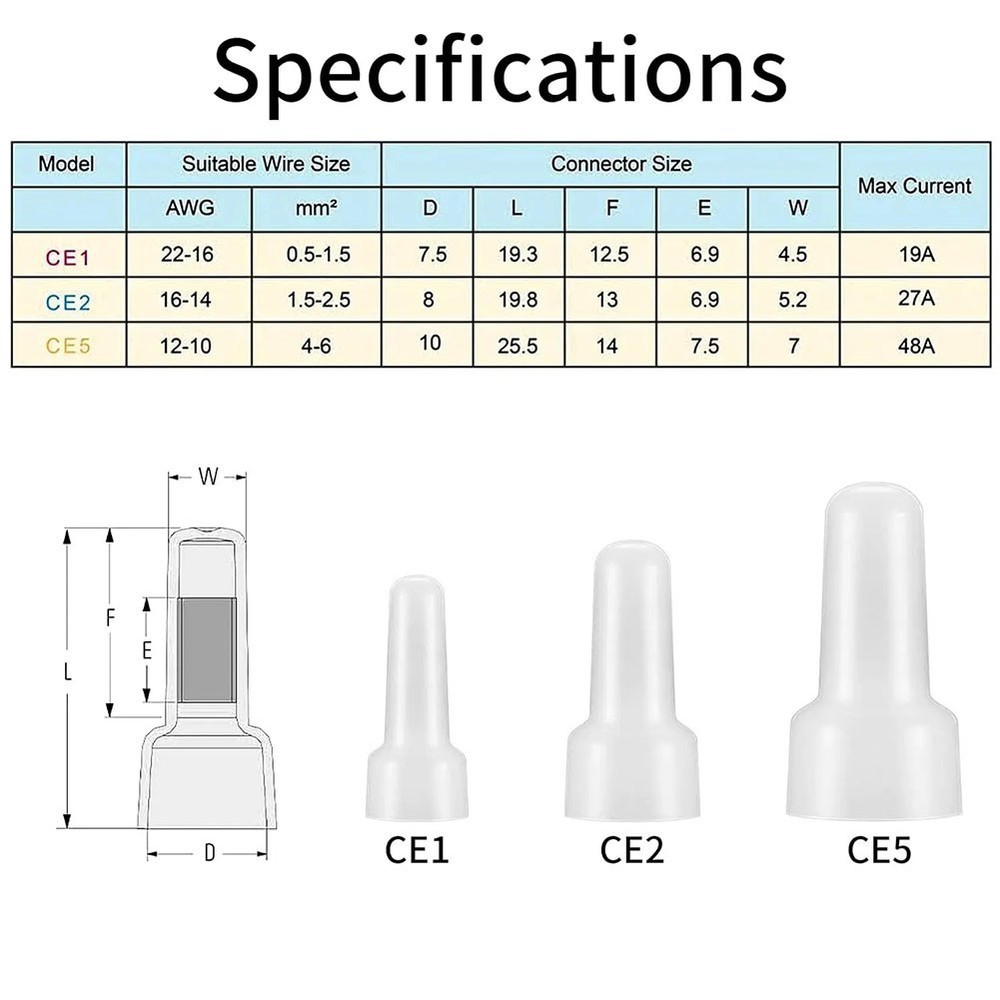 Electrical Connector Set 200 Pcs Nylon Closed End Terminals for Versatility