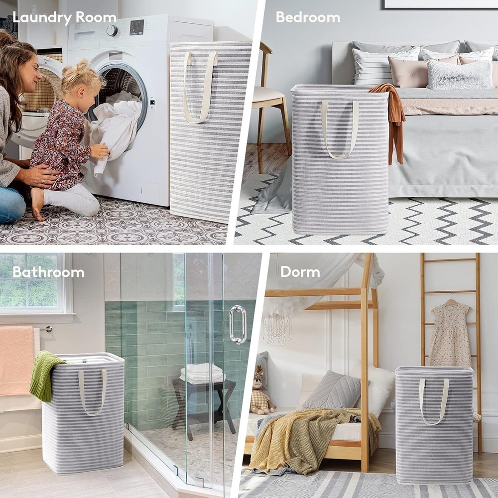 Brand New Laundry Hamper 2 Pack Grey Collapsible Waterproof