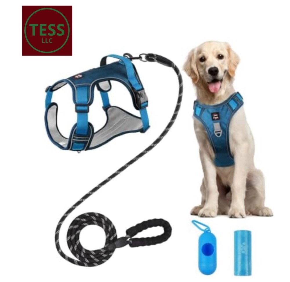 No Pull Dog Harness Adjustable Reflective Pet Harness Easy Control Handle Size L