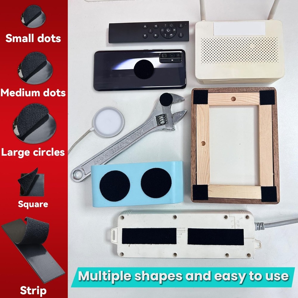 Hook and Loop Strips with Adhesive, and Square Circle, Strong Adhesive Backin...