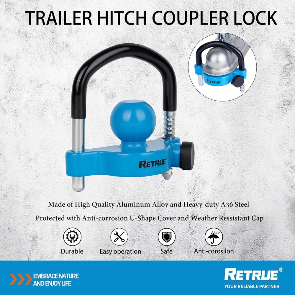 Universal Trailer Ball Lock Hitch Coupler Locks Adjustable