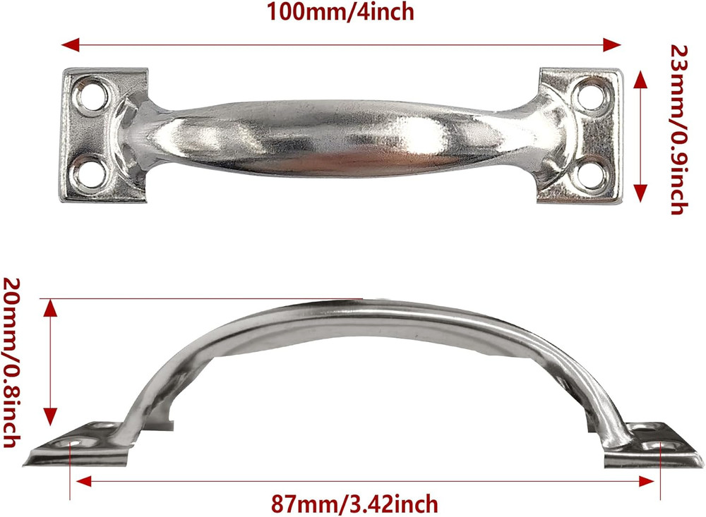 12Pcs 4 Metal Gate Pull Handle Vintage Barn Door Pulls Utility Silver