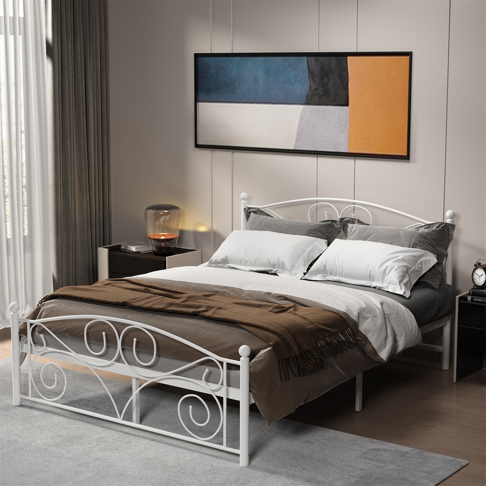 Modern Full Size Bed Frame Metal Platform Bed Frame Sturdy Slat Support US