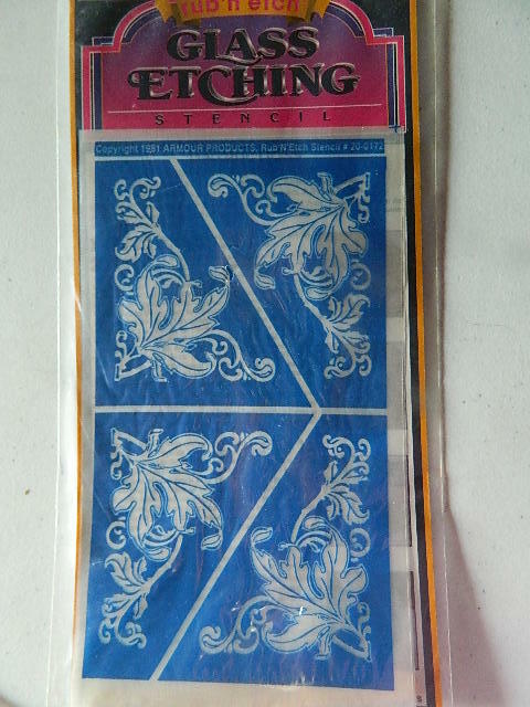 Armour Rub N Etch Stencils Leaf Corners glass acid etching