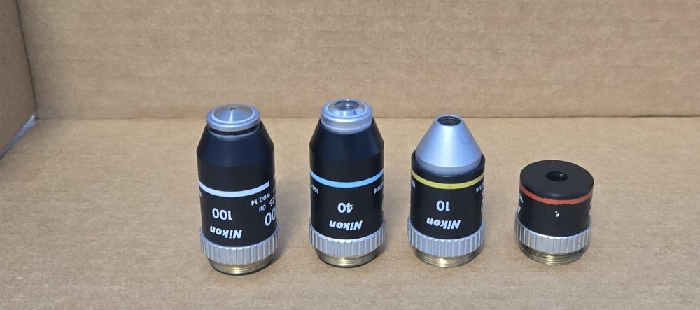 Nikon microscope Lens Objectives 4X / 10X / 40X / 100X (INV01-BINY001B)
