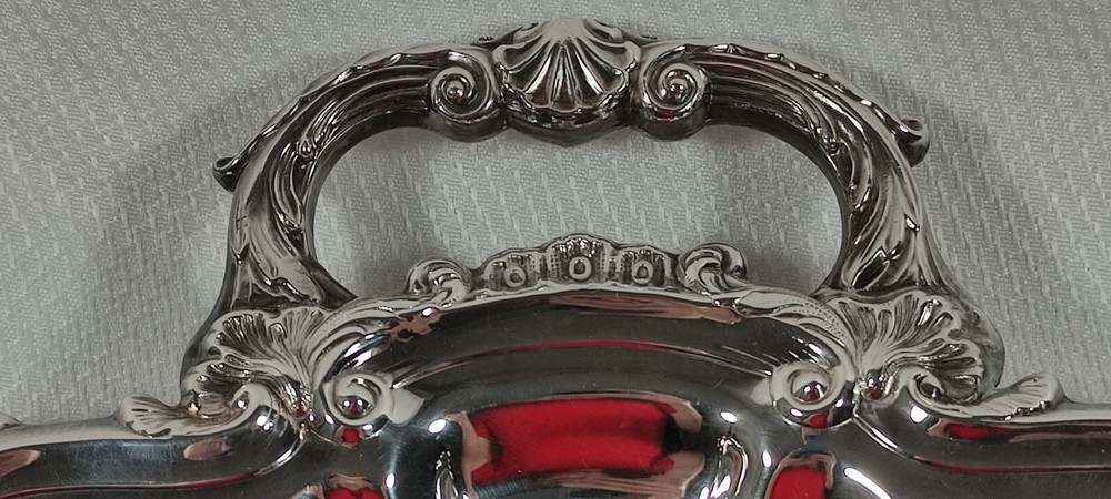 Antique Sheffield Silver Plated Serving Tray Seashell Scrolls Rococo No Monogram