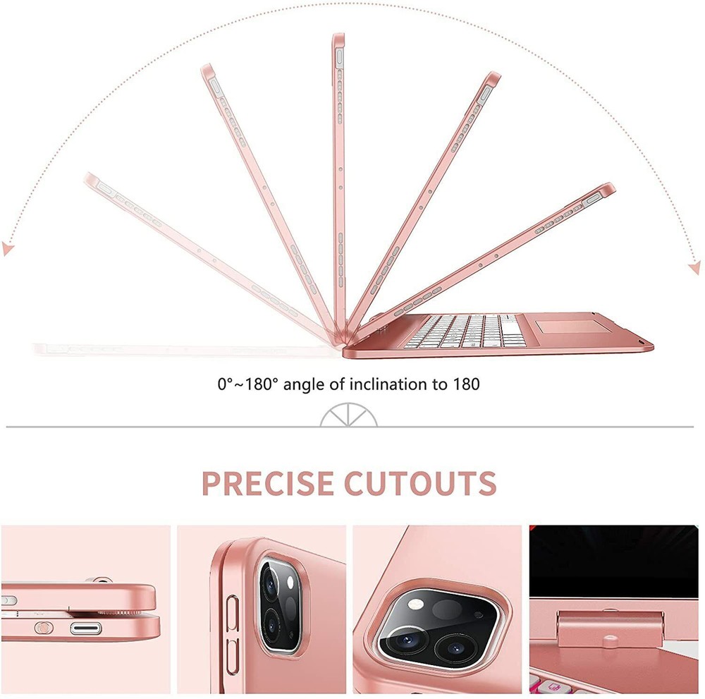 Backlit Touchpad Keyboard Case 360 Rotatable For iPad Pro 12.9'' 6th 5th 4th Gen
